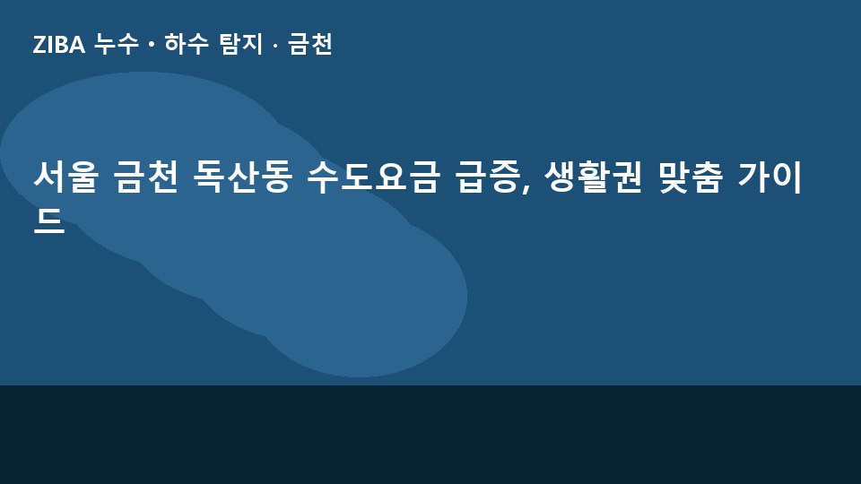 서울 금천 독산동 수도요금 급증, 생활권 맞춤 가이드